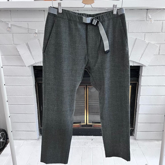 Is-ness Japan Belted Tuck Houndstooth Plaid Trousers